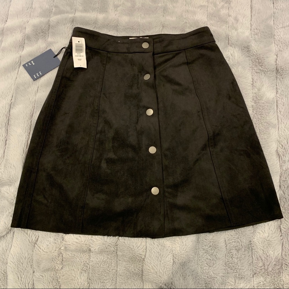 wilfred button up suede skirt